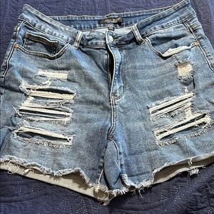 Judy Blue Distressed Blue Jean Shorts